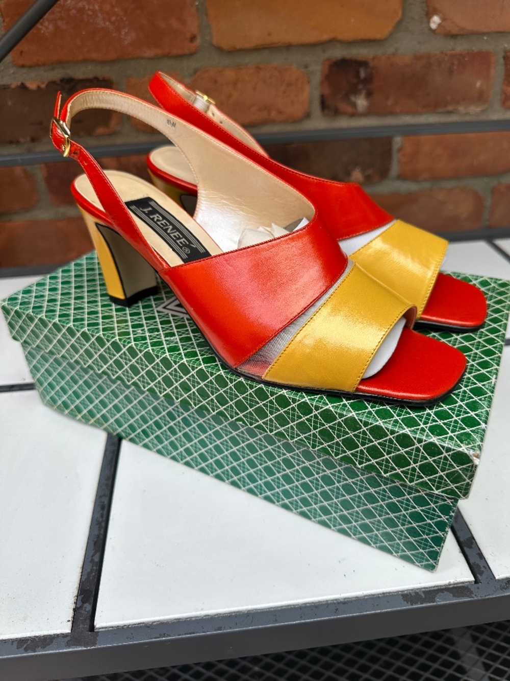 NWT Vintage J. Renee Colorblock Slingback Sandal ~ 8.5